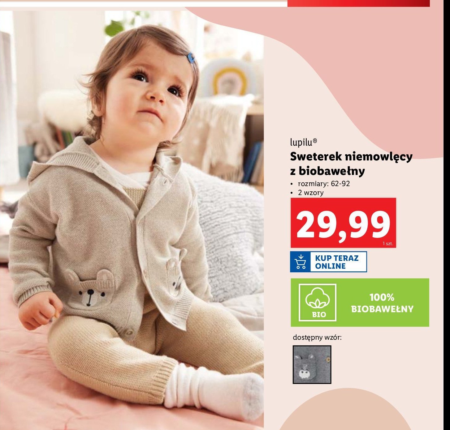 Sweterek niemowlęcy rozm. 62-92 Lupilu promocja w Lidl