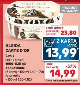 Lody cookies & cream flavour Algida carte d'or les desserts promocja w Kaufland