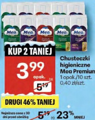 Chusteczki higieniczne Mea Premium promocja w Delikatesy Centrum