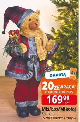Miś/Łoś/Mikołaj Koopman 95 cm, z ruchem i muzyką promocja w Leclerc