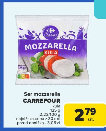 Ser mozzarella bez laktozy Carrefour classic promocja w Carrefour Market