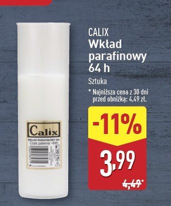 Wkład parafinowy do znicza 64h Calix promocja