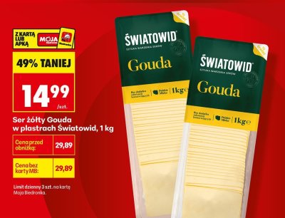 Ser żółty Gouda w plastrach 1kg promocja w Biedronka
