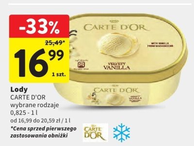 Lody CARTE D'OR wybrane rodzaje promocja w Intermarche