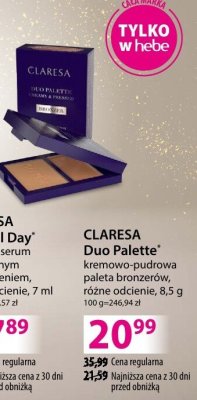CLARESA Duo Palette kremowo-pudrowa paleta bronzerów różne odcienie promocja w Hebe