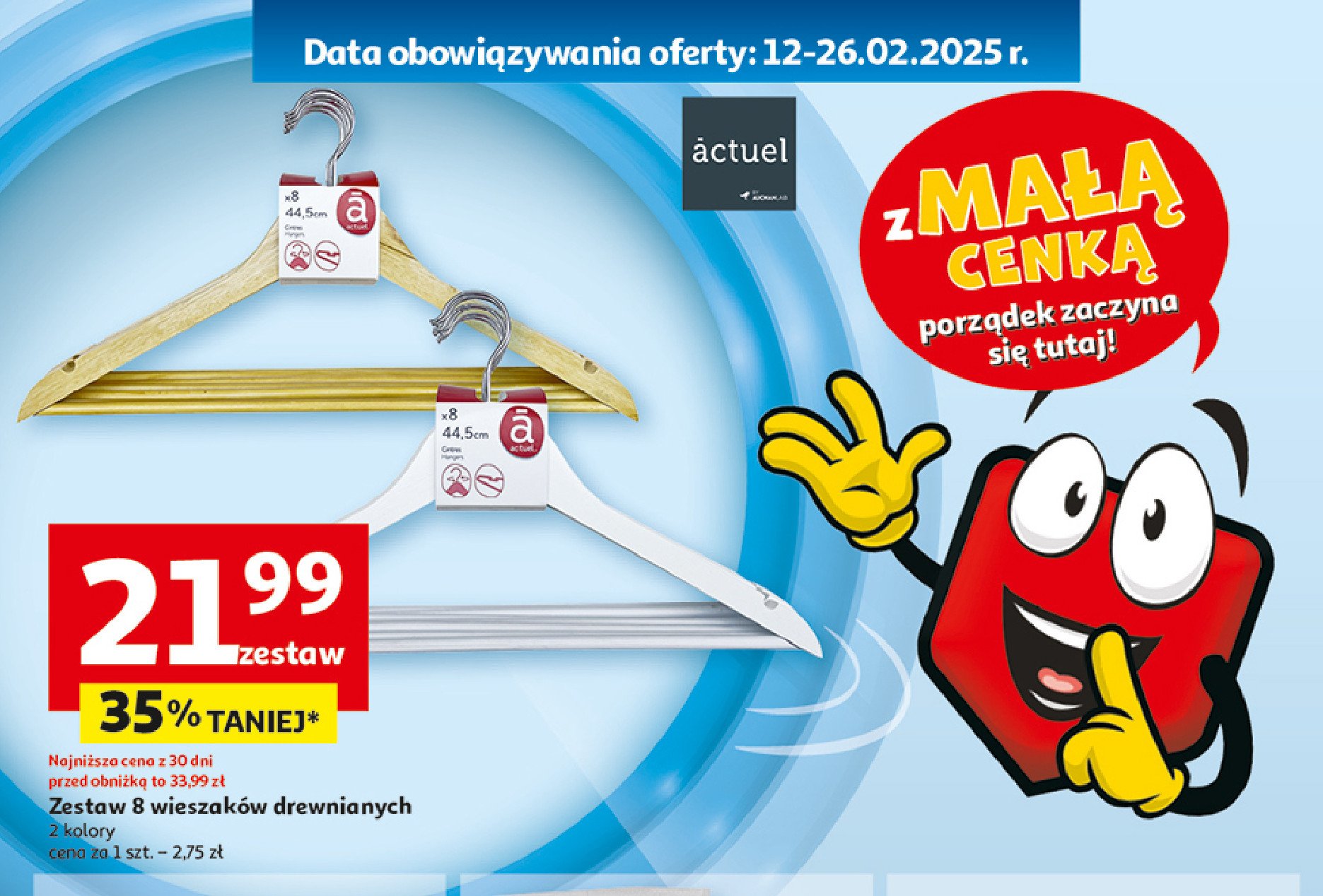 Wieszaki drewniane Actuel promocja w Auchan