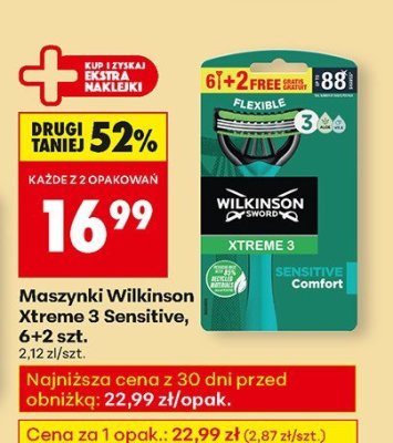 Maszynki Wilkinson Xtreme 3 Sensitive, 6+2 szt. promocja w Biedronka