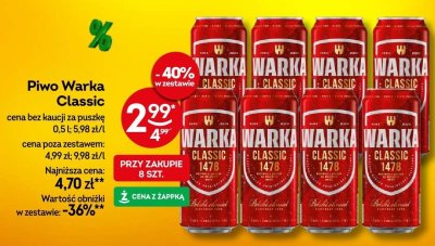 Piwo Warka Classic promocja w Żabka