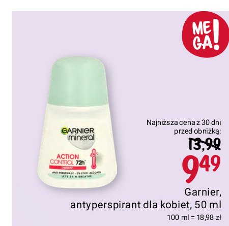 Dezodorant thermic 72h Garnier mineral action control promocja