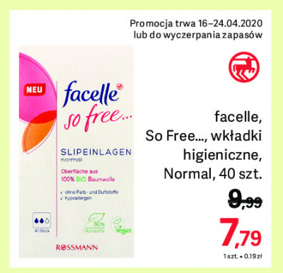 Wk艂adki higieniczne normal Facelle promocja