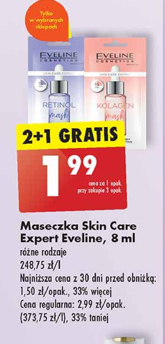 Maseczka retinol Eveline skin care expert promocja