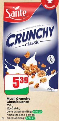 Musli Crunchy Classic Sante promocja w Dino