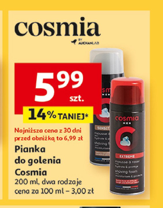 Pianka do golenia sensitive Cosmia promocja