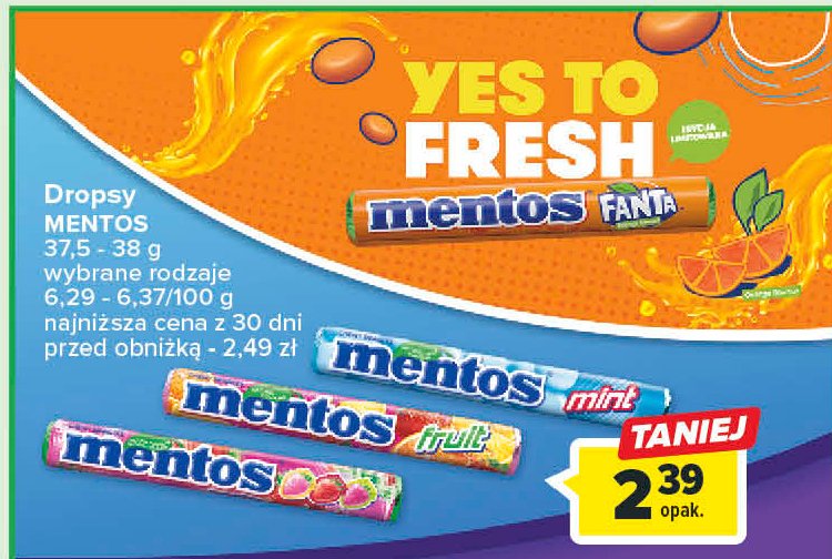 Dropsy sour fruits Mentos classic promocja
