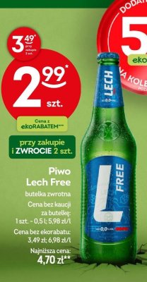 Piwo Lech Free butelka zwrotna 0,5l promocja w Żabka