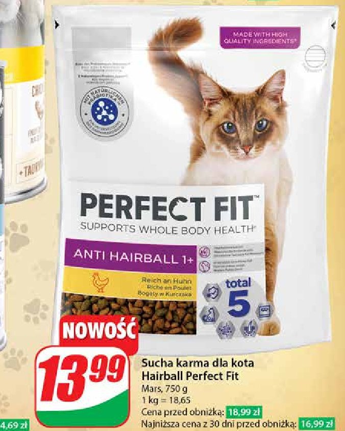 Karma dla kota anti hairball 1+ Perfect fit promocja