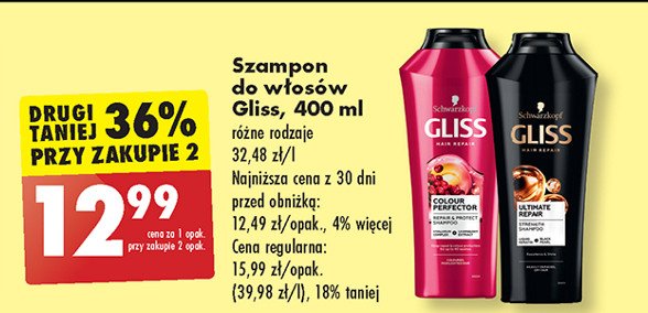 Szampon do włosów Gliss kur ultimate repair promocja
