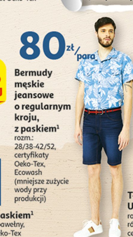 Bermudy jeansowe męskie Auchan inextenso promocja