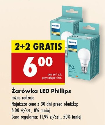 Żarówka led bulb a60 60w e27 Philips promocja w Biedronka