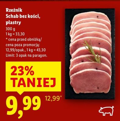 Schab bez kości, plastry 300 g promocja w Lidl