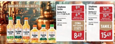 Wódka Żołądkowa Gorzka 0,9l promocja w Aldi