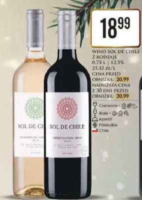 Wino Sol de Chile 2 rodzaje promocja w Dino