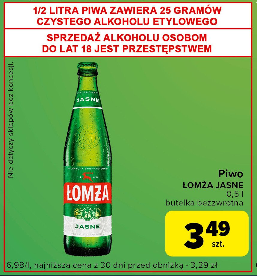 Piwo Łomża jasne promocja w Globi