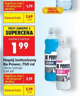 Napój izotoniczny 750 ml, różne rodzaje Be Power promocja w Biedronka