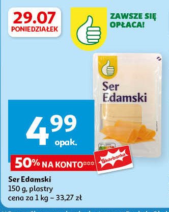 Ser edamski plastry Podniesiony kciuk promocja