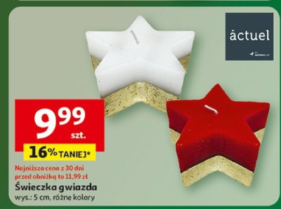 Świeczka gwiazda wys.: 5 cm, różne kolory promocja w Auchan