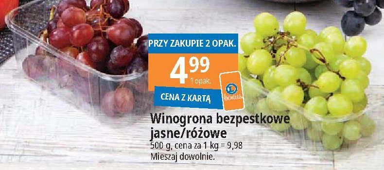 Winogrono jasne bezpestkowe promocja w Leclerc