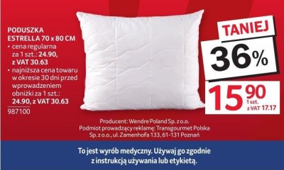 Poduszka Estrella 70x80 cm promocja w Selgros