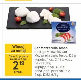 Mozzarella light Tesco mw promocja