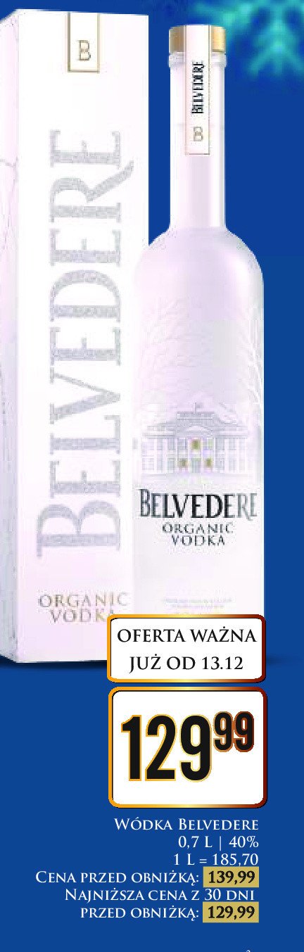 Wódka karton Belvedere organic promocja