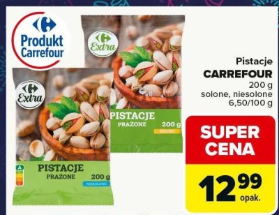 Pistacje Carrefour prażone solone promocja w Carrefour