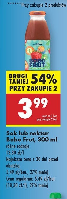 Nektar jab艂ko i truskawka Bobo frut promocja