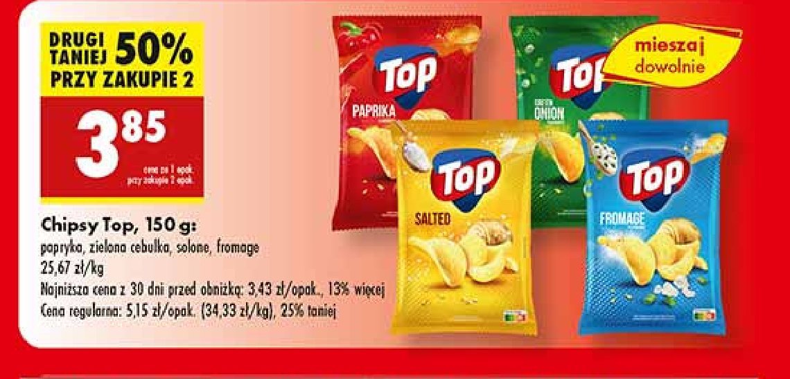 Chipsy fromage Top chips Top (biedronka) promocja