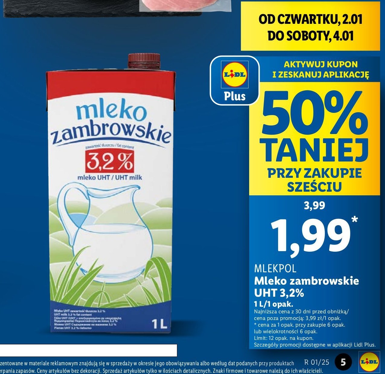 Mleko 3.2% Mlekpol zambrowskie promocja w Lidl