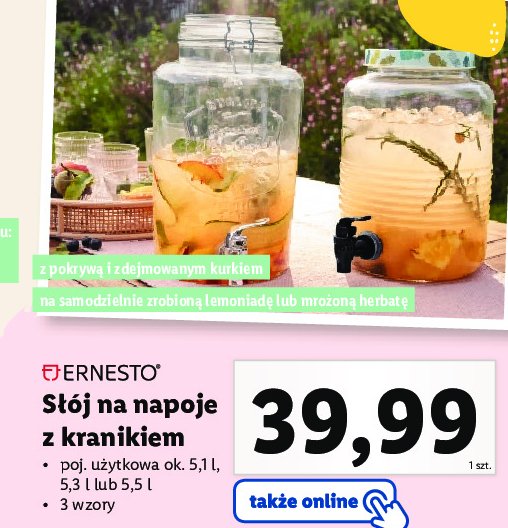 Słój z kranikiem 5.5 l Ernesto promocja