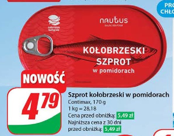 Szprot kołobrzeski w pomidorach NAUTUS promocja w Dino