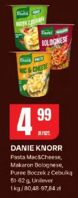 Danie gotowe Knorr Pasta Mac&Cheese, Makaron Bolognese, Puree Boczek z Cebulką promocja w Chorten