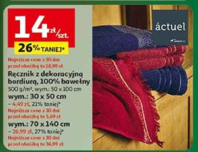 Ręcznik z dekoracyjną bordiurą 100% bawełny promocja w Auchan
