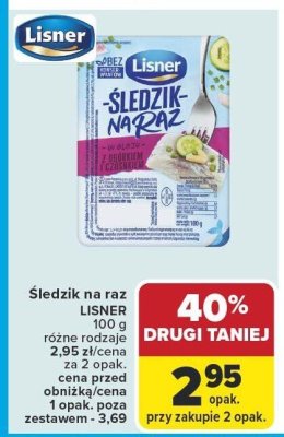 Śledzie na raz LISNER różne rodzaje promocja w Carrefour Market
