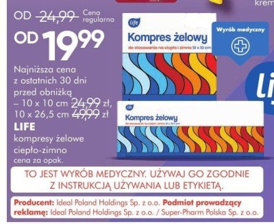 Kompresy żelowe LIFE ciepło-zimno promocja w Super-Pharm