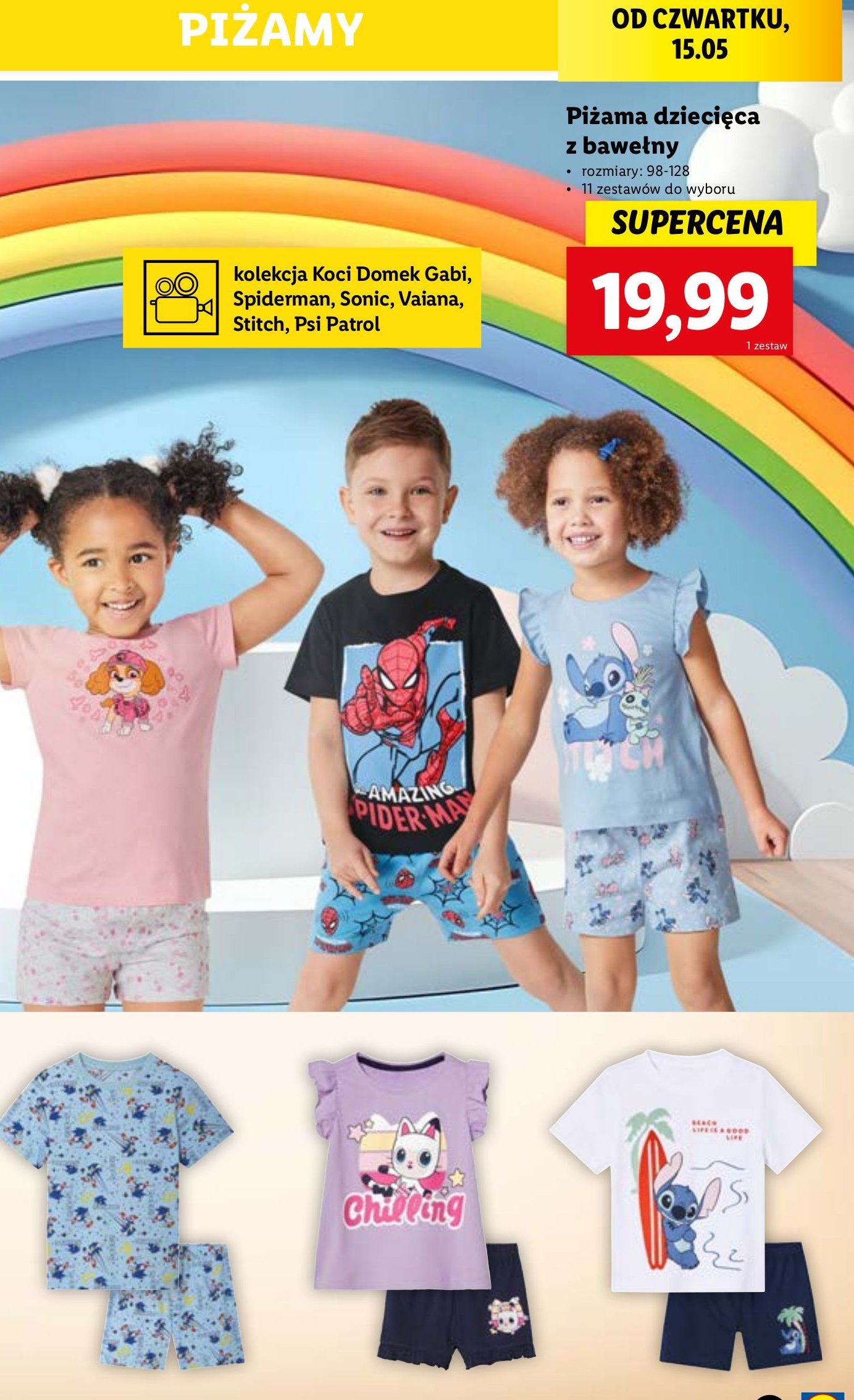 Piżama dziecięca 98-128 cm promocja w Lidl