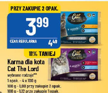 Karma dla kota z kurczakiem i wątróbką w galaretce + dorszem i krewetkami w galaretce Cat the lord promocje