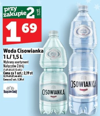 Woda Cisowianka 1L/1,5L promocja w TOPAZ