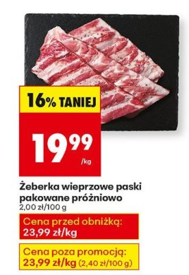 Żeberka wieprzowe paski pakowane próżniowo promocja w Biedronka
