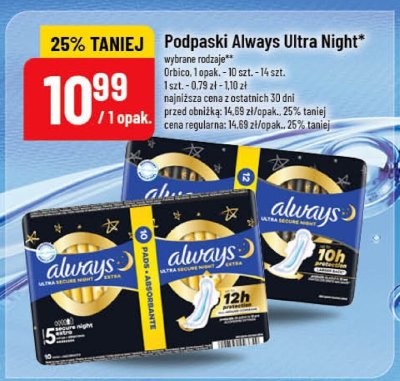 Podpaski Always Ultra Night promocja w POLOmarket