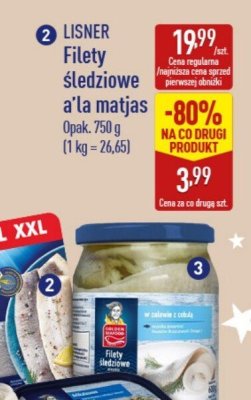 Filety śledziowe LISNER a'la matias promocja w Aldi